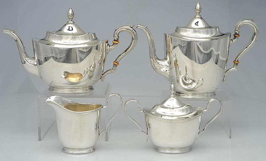 Richmond (Sterling, Hollowware) 4 Piece Tea Set (SCP, STP, SCR, SSU) by International Silver-1