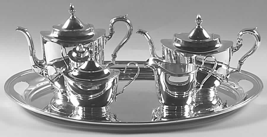 Richmond (Sterling, Hollowware) 5 Piece Tea Set (SCP, STP, SCR, SSU, WTL) by International Silver-1