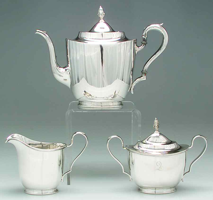 Richmond (Sterling, Hollowware) 3 Piece Tea Set (STP, SCR, SSU) by International Silver-1