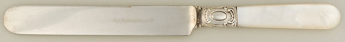 Pearl Handle Flatware 1 (Plated Bolster) Breakfast Knife with Silverplate Blade by International Silver-1