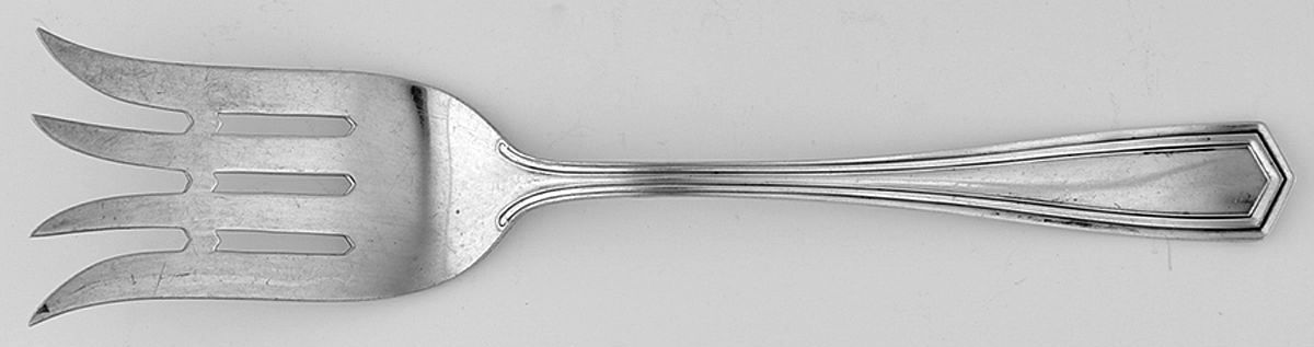 Brandon (Sterling, 1913, Monograms) Solid Salad Serving Fork by International Silver-1
