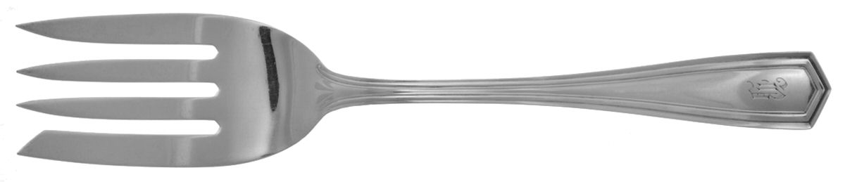 Brandon (Sterling, 1913, Monograms) Medium Solid Cold Meat Serving Fork by International Silver-1