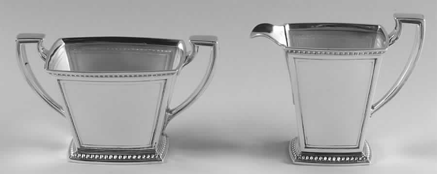 Pantheon (Sterling, 1920, Hollowware) Mini Sterling Creamer and Open Sugar by International Silver-1