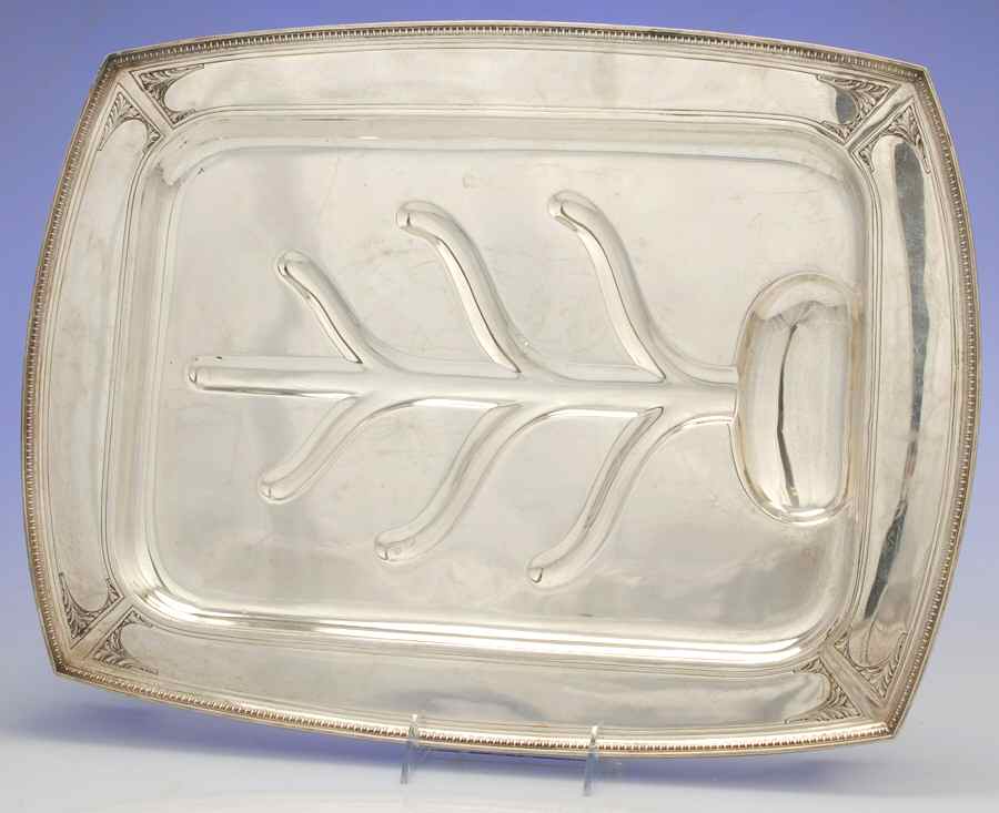 Pantheon (Sterling, 1920, Hollowware) Sterling Meat Platterwith  Well Tree by International Silver-1