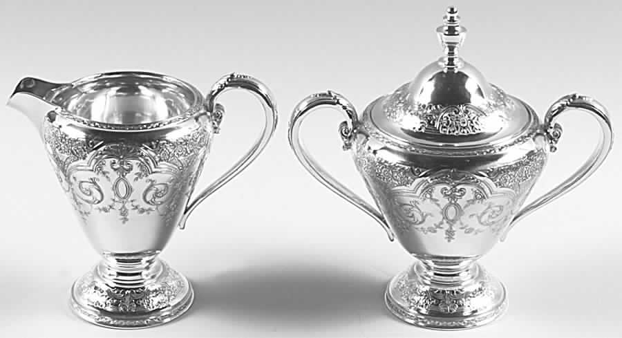 Paisley (Silverplate, Hollowware) Plated Mini Creamer and Covered Sugar by International Silver-1