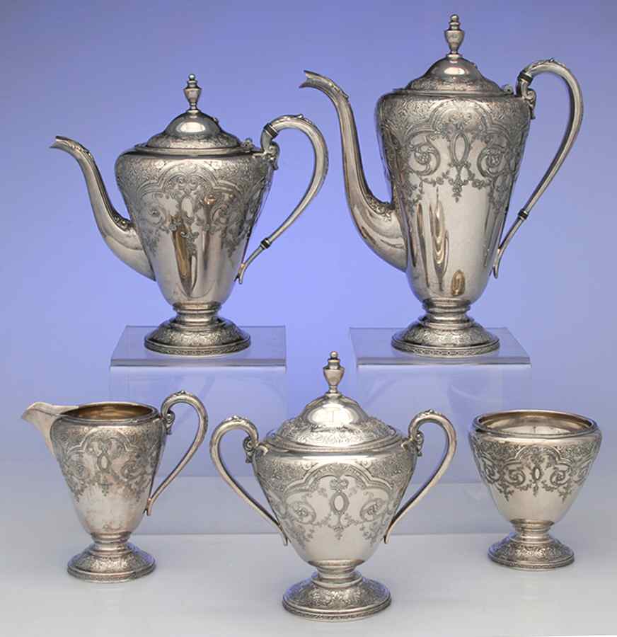 Paisley (Silverplate, Hollowware) 5-Piece Plated Tea Set (with Waste) by International Silver-1