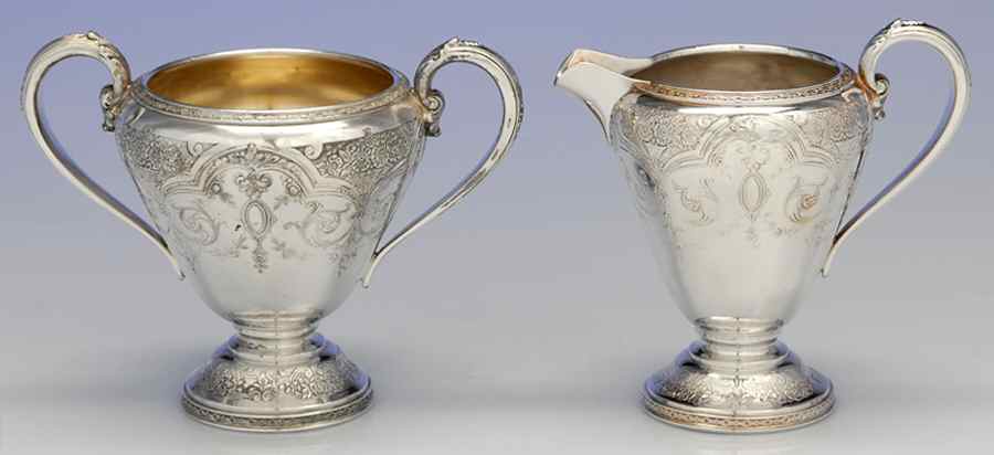 Paisley (Silverplate, Hollowware) Plated Mini Creamer and Open Sugar by International Silver-1
