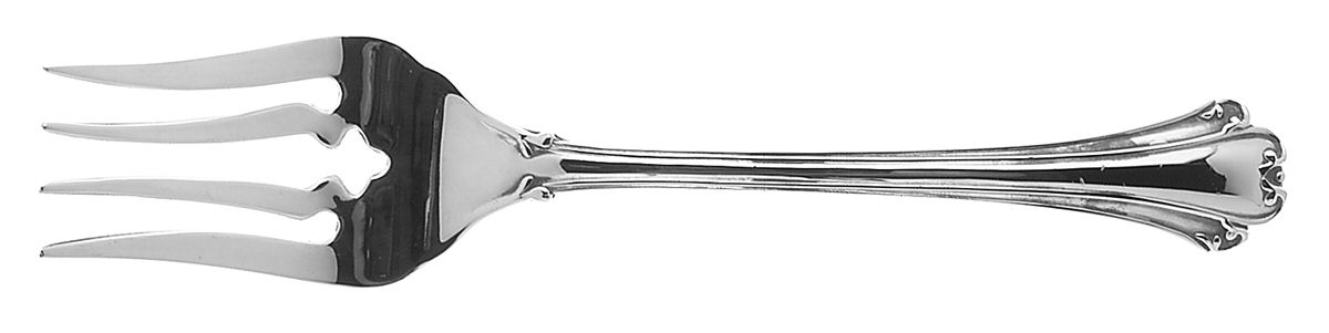 American Chippendale (Silverplate) Medium Solid Cold Meat Serving Fork by International Silver-1