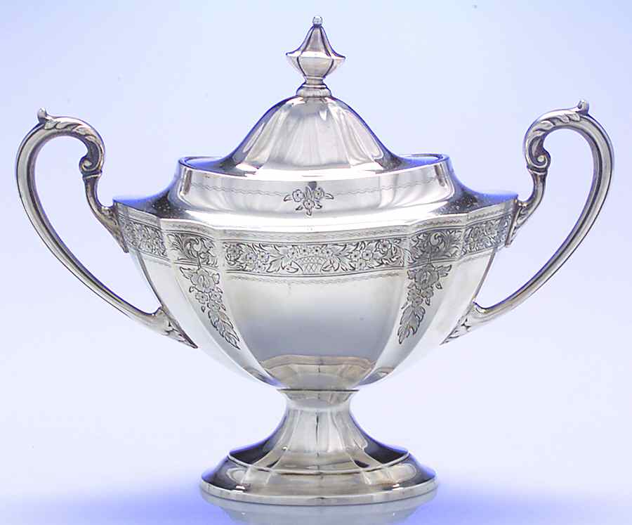 1810-Engraved (Sterling, 1930, Hollowware) Sugar Bowl & Lid by International Silver-1