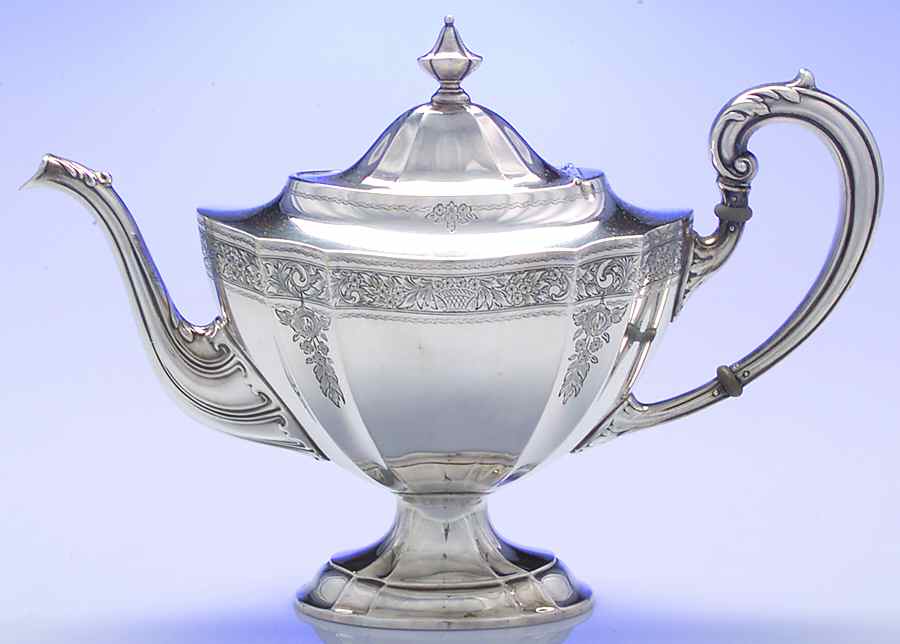 1810-Engraved (Sterling, 1930, Hollowware) Teapot by International Silver-1