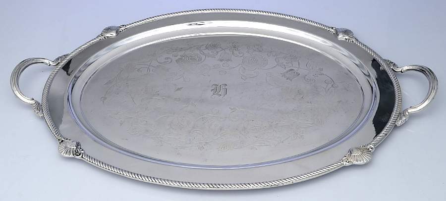 Admiral II (Silverplate, 1940, Hollowware) Large Silverplate Waiter Tray by International Silver-1
