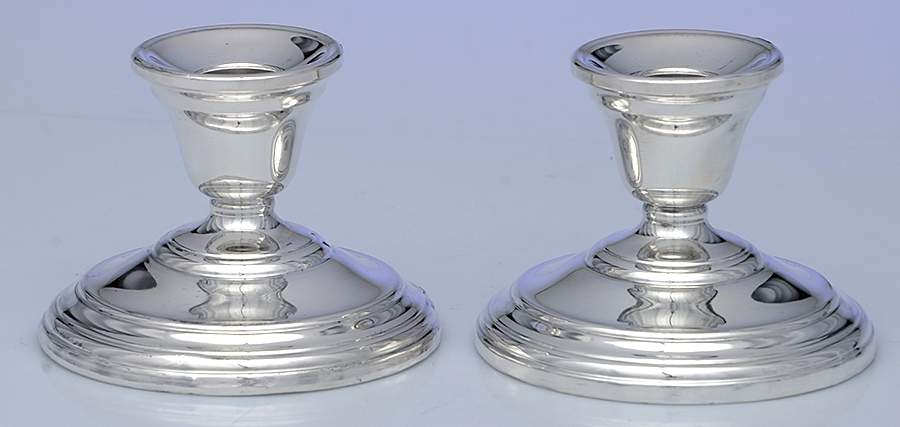 Berkeley (Sterling, 1915, Hollowware) Pair of Weighted Candleholders by International Silver-1