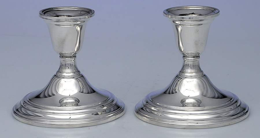 Berkeley (Sterling, 1915, Hollowware) Pair of Weighted Candleholders by International Silver-1