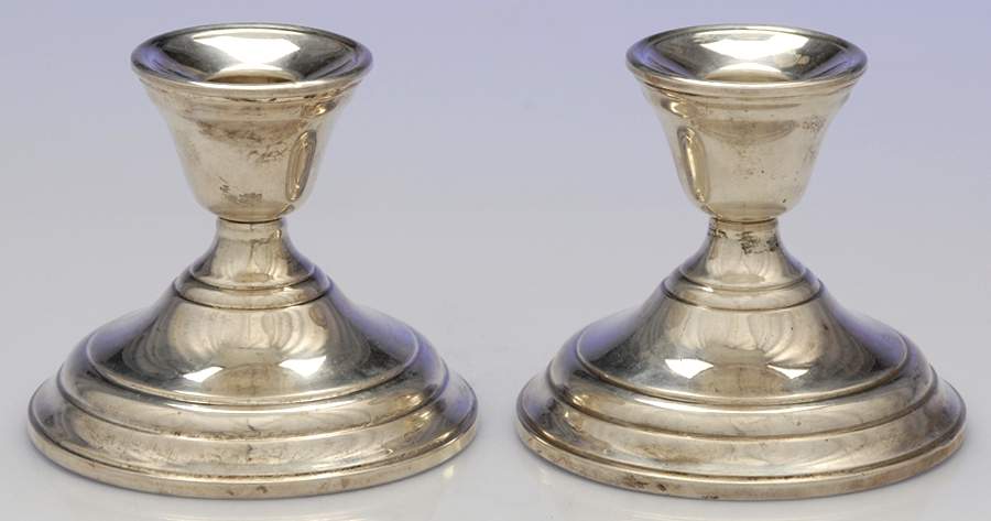 Berkeley (Sterling, 1915, Hollowware) Pair of Weighted Candleholders by International Silver-1