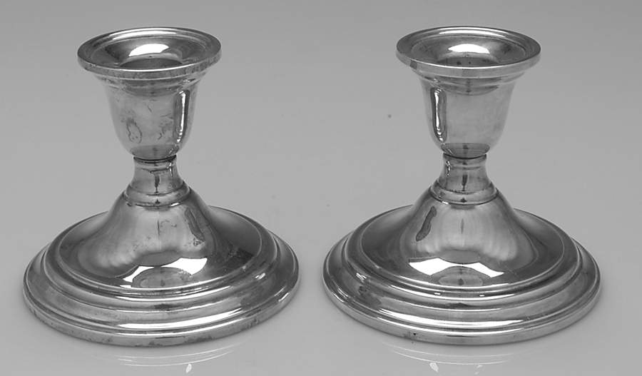 Berkeley (Sterling, 1915, Hollowware) Pair of Weighted Candleholders by International Silver-1