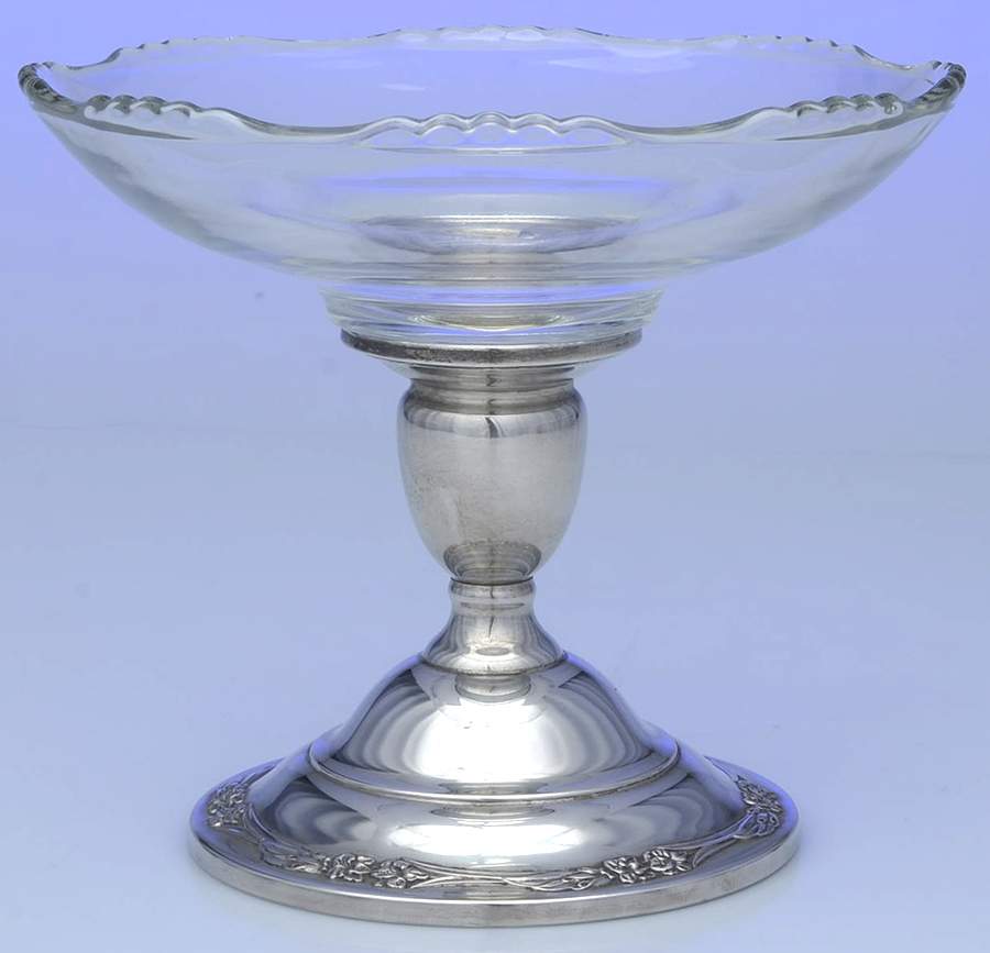 Blossom Time (Sterling, 1950, Hollowware) Glass Compote & Sterling Base by International Silver-1