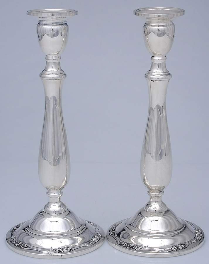 Blossom Time (Sterling, 1950, Hollowware) Pair of 9" Weighted Candlesticks by International Silver-1