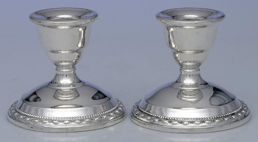 Cameo (Sterling, 1936, Hollowware) Pair of Weighted Console Candleholders by International Silver-1