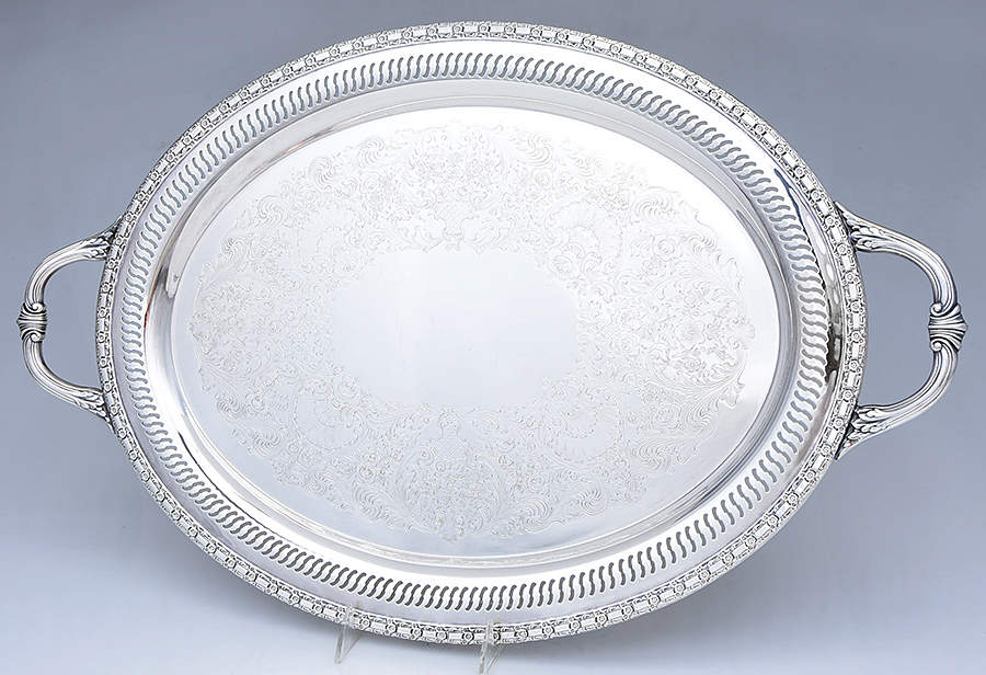 Camelot-Melody (Silverplate, 1964, Hollowware) Large Silverplate Waiter Tray by International Silver-1