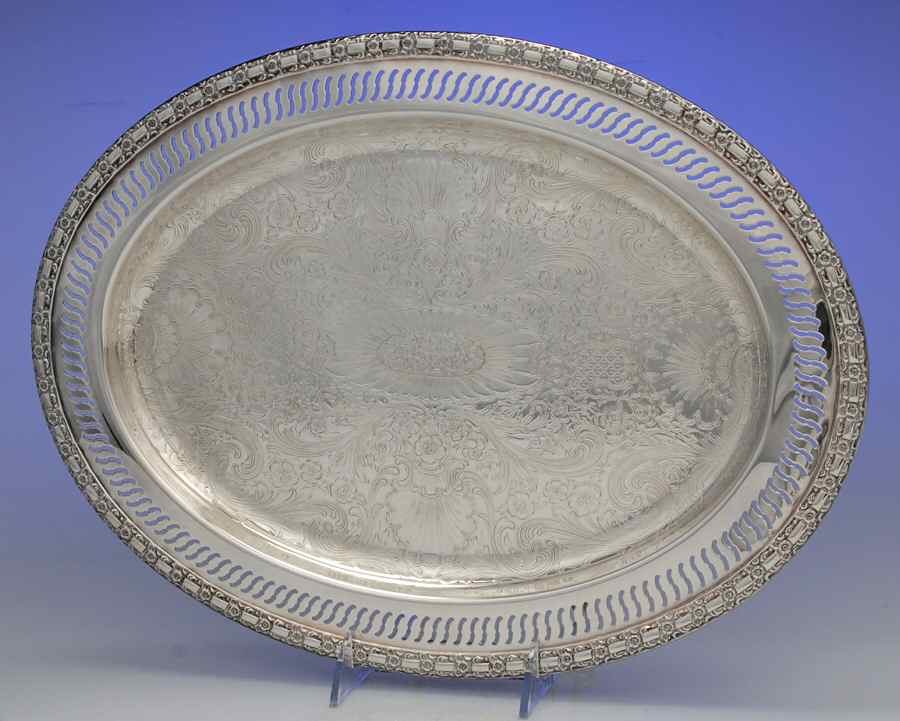 Camelot-Melody (Silverplate, 1964, Hollowware) 16" Oval Serving Platter by International Silver-1