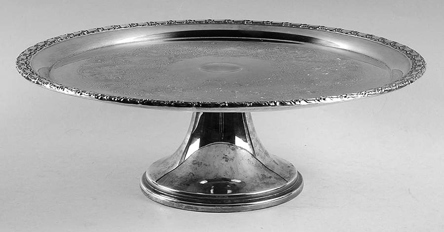 Camelot-Melody (Silverplate, 1964, Hollowware) Silverplate Footed Cake Plate by International Silver-1