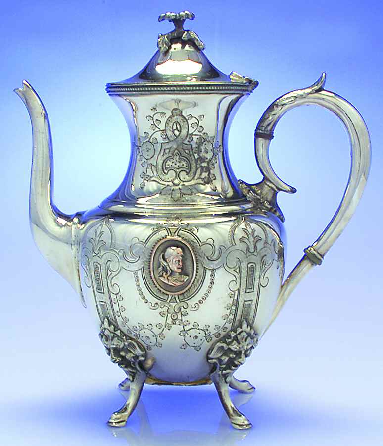 Medallion (Silverplate, 1867, Hollowware) Silverplate Coffee Pot by International Silver-1