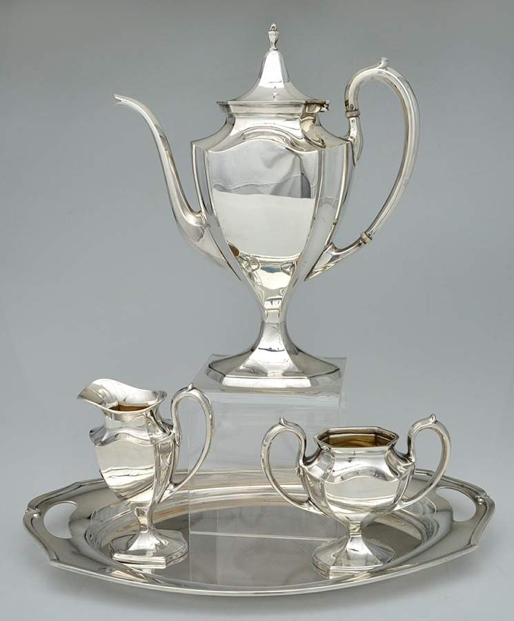Minuet (Sterling, 1925, Hollowware) 4 Piece Coffee Set (SCP, CRM, SUOM, WT15) by International Silver-1