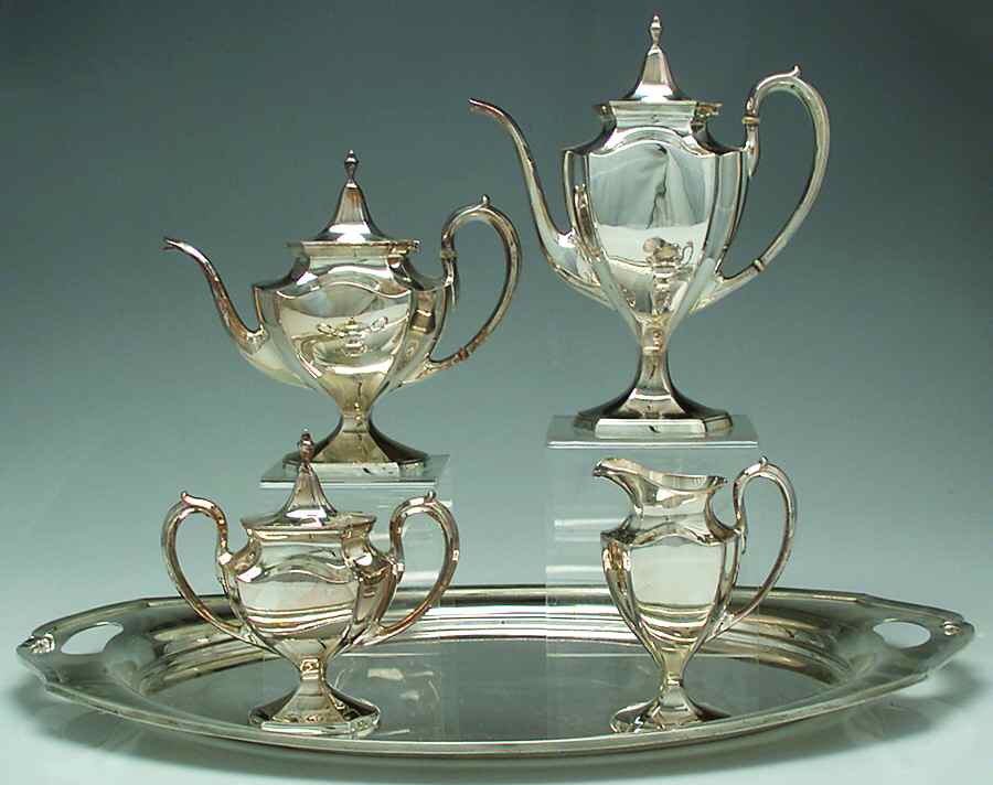 Minuet (Sterling, 1925, Hollowware) 5 Piece Tea Set (SCP, STP, SCR, SSU, WTL) by International Silver-1