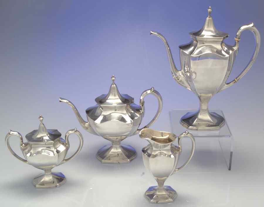 Minuet (Sterling, 1925, Hollowware) 4 Piece Tea Set (SCP, STP, SCR, SSU) by International Silver-1