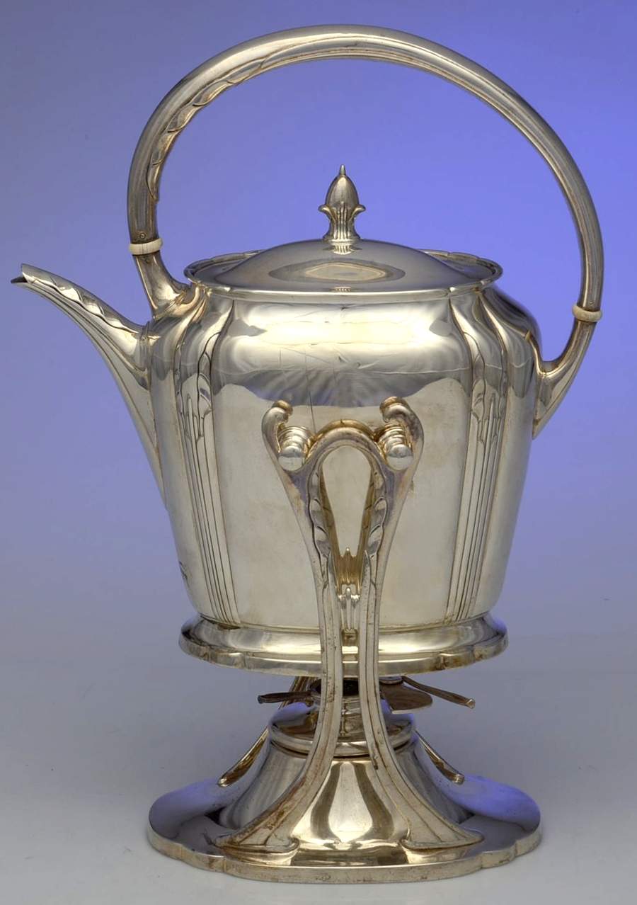 Orchid (Sterling, 1929-30, Hollowware) Kettle, Stand & Burner by International Silver-1