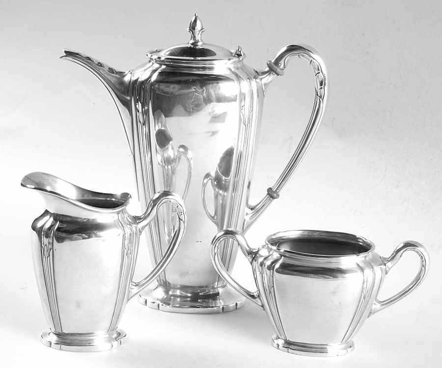 Orchid (Sterling, 1929-30, Hollowware) 3 Piece Demi Set by International Silver-1