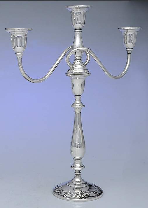 Queen's Lace (Sterling, 1949, Hollowware) Weighted 3 Light Candelabra by International Silver-1