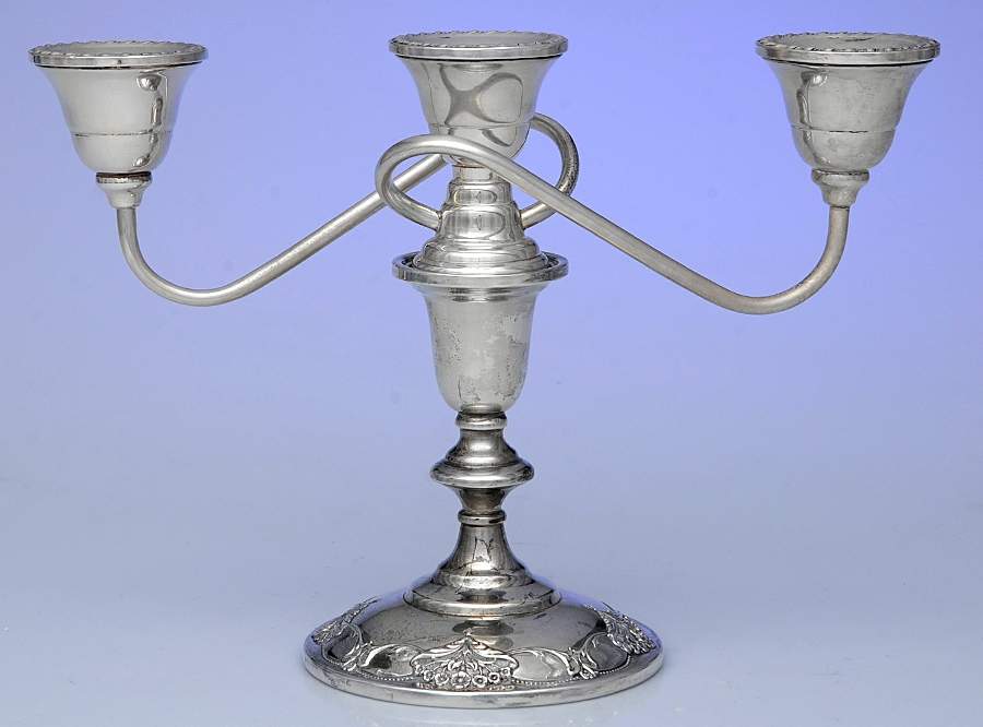 Queen's Lace (Sterling, 1949, Hollowware) Weighted 3 Light Candelabra by International Silver-1