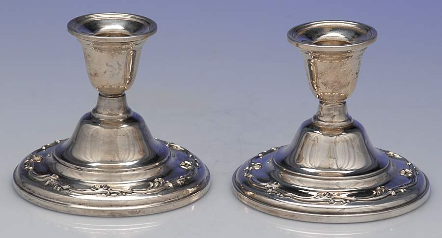 Rhapsody-New (Sterling, 1957, Hollowware) Pair of Weighted Candleholders by International Silver-1