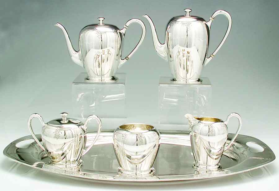 Sedan (Sterling, Hollowware) 6 Piece Tea Set (SCP, STP, SCR, SSU, SWB, WTL) by International Silver-1