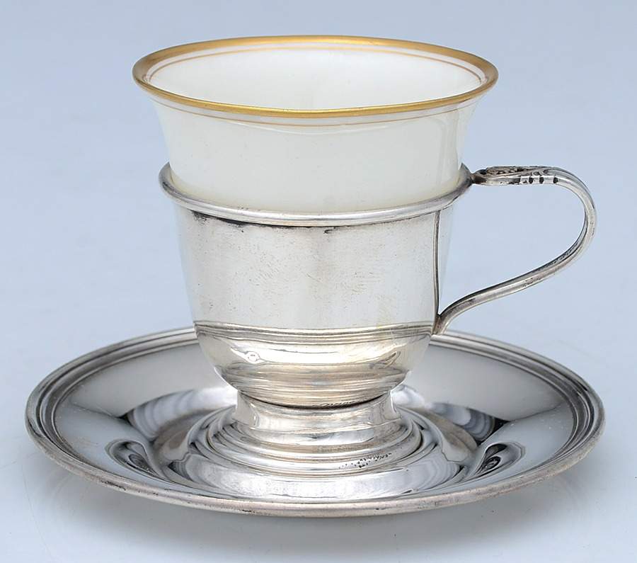 Spring Glory (Sterling, 1942, Hollow, C360) Demitasse Cup and Saucer with Lenox Liner by International Silver-1