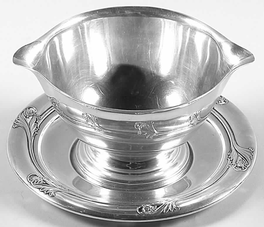 Spring Glory (Sterling, 1942, Hollow, C360) Sterling Gravy Boat & Underplate by International Silver-1