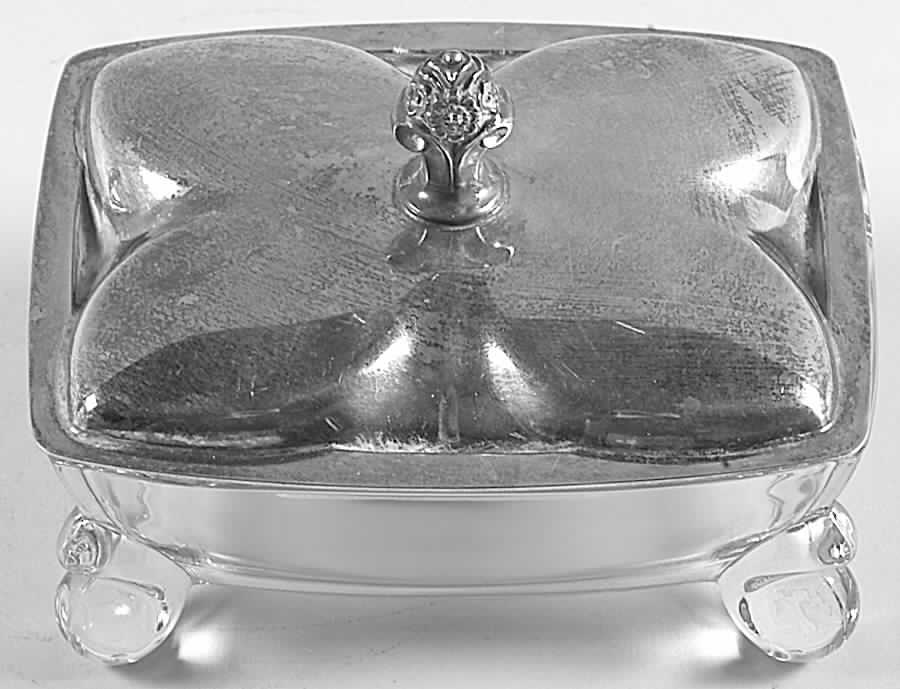 Primrose II (Silverplate, Hollowware) Crystal Trinket Box with Plated Lid by International Silver-1
