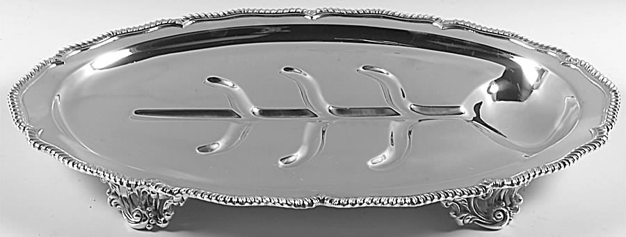 Staffordshire (Silverplate, Hollowware)  Large 3-Part Footed Meat Platter by International Silver-1