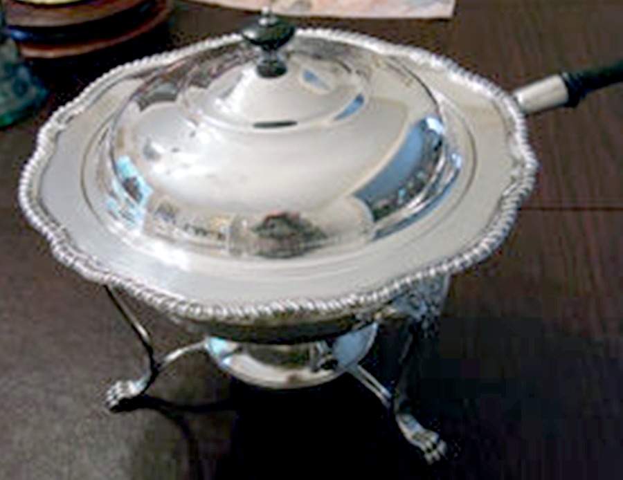 Staffordshire (Silverplate, Hollowware)  Chafing Dish W/Lid, Burner & Stand by International Silver-1