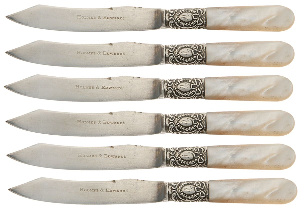 Pearl Handle Flatware 5 (Sterling) (Set of 6) Pearl Handle Individual Fruit Knives by International Silver-1