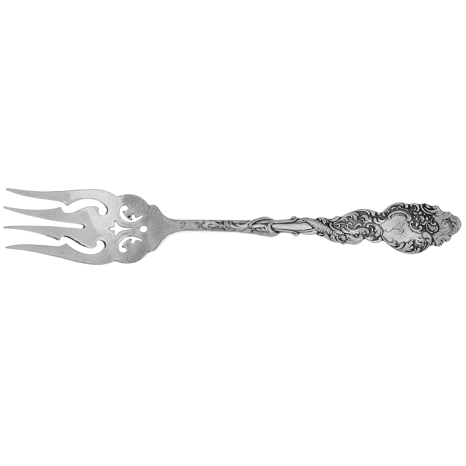 Columbia (Silverplate, 1893, Monograms) Individual Salad Fork by International Silver-1