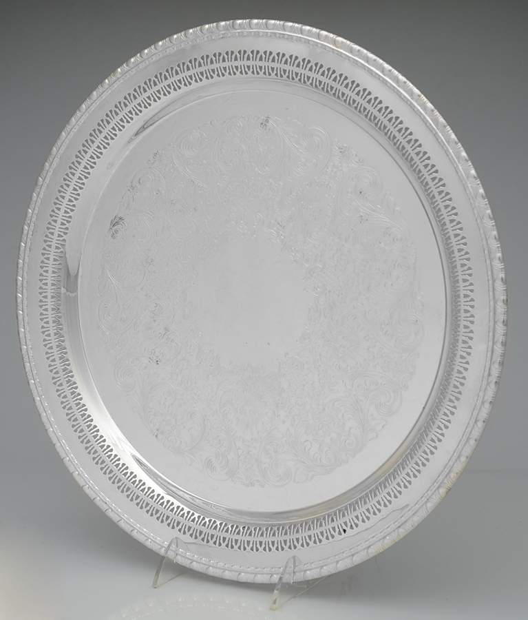Mayfair (Silverplate, Hollowware) 15" Pierced Round Tray by International Silver-1