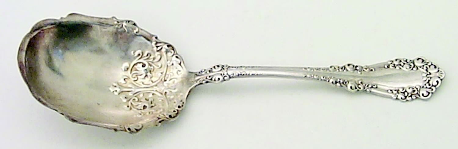 Berkshire (Silverplate, 1897, Monograms) Solid Smooth Berry/Casserole Spoon by International Silver-1