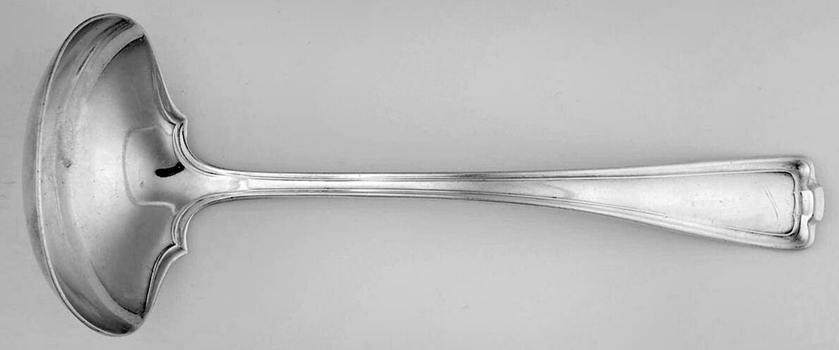 Cromwell (Silverplate, 1912, Monograms) Solid Gravy Ladle by International Silver-1