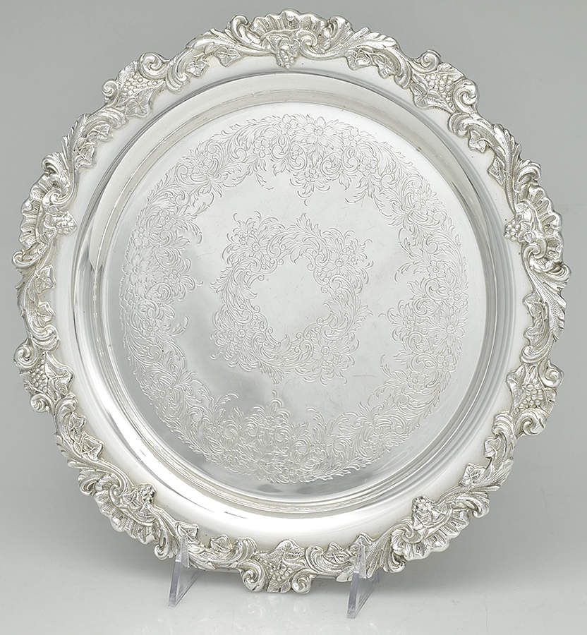 English Scroll (Silverplate, Hollowware) 11" Round Tray by International Silver-1