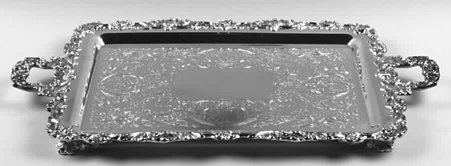 English Scroll (Silverplate, Hollowware) Large Footed Waiter Tray by International Silver-1