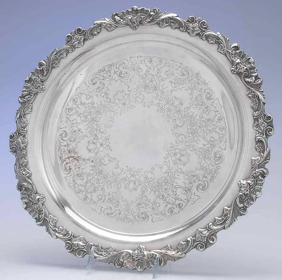 English Scroll (Silverplate, Hollowware) 15" Round Tray by International Silver-1