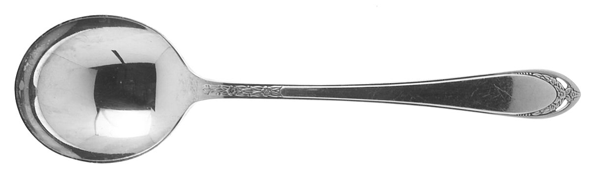 Lovelace (Silverplate, 1936, Monograms) Round Bowl Soup Spoon (Gumbo) by International Silver-1
