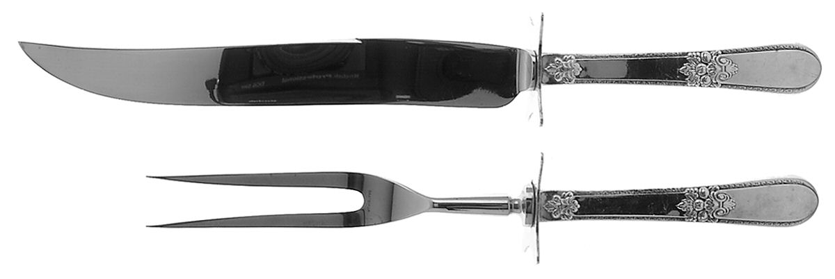 Adoration (Silverplate, Monograms) Large 2-Piece Roast Carving Set w/Stainless Blade by International Silver-1